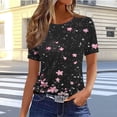 thumbnail image 2 of Pisexur Hauts pour Femmes, Hauts de Printemps pour Femmes 2025, Hauts pour Dames, T-shirt Imprimé Décontracté et Tendance pour Femmes avec Col Rond et Manches Courtes Noir, m, 2 of 5