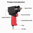 thumbnail image 5 of Air Pneumatic Wrench 1/2" 580N.M Impact Spanner Tire Removal Tool Pneumatic Power Tools ,Powerful, 5 of 5
