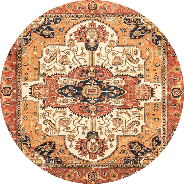 Ahgly Company Tapis d'Intérieur Ronds Abstraits Jaune Orange, Tapis de Zone Abstraits, 3 Pieds Rond