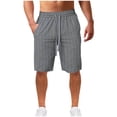 thumbnail image 2 of JDQJBZ Men's Casual Linen Shorts Stripe Print Drawstring Pocket 5 Inch Summer Shorts, 2 of 5