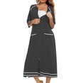 thumbnail image 4 of MeetoTime Robe pour Femmes à Fermeture Éclair devant, Robe de Maison, Chemise de Nuit à Manches 3/4, Longueur Complète, Tenue de Détente pour Dames avec Poches, 4 of 5