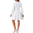 thumbnail image 3 of INSPIRE CHIC Robe de Travail à Manches Longues pour Femme avec Boutons Contrastants Décoratifs TG Blanc, 3 of 6