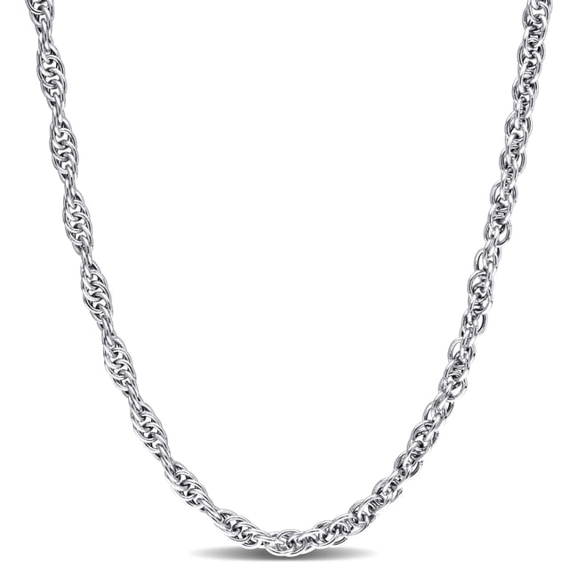 Miabella Sterling Silver Singapore Chain Necklace featuring a twisted Singapore chain design with a high polish finish for added shine. The necklace measures 18 inches in length and includes a secure lobster clasp. Made in Italy, this elegant piece is ideal for layering or as a statement accessory for evening attire. Packaged in a giftable box with a polishing cloth and guarantee card.