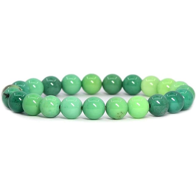 Natural Green Chrysoprase Gemstone 8mm Round Beads Stretch Bracelet 7" Unisex