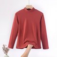 thumbnail image 2 of T-shirt pour Femme à Col Rond, Manches Longues, Couleur Unie, Haut Décontracté et Tendance, Blouse de Base Confortable, T-Shirt de Construction Interne, 2 of 7