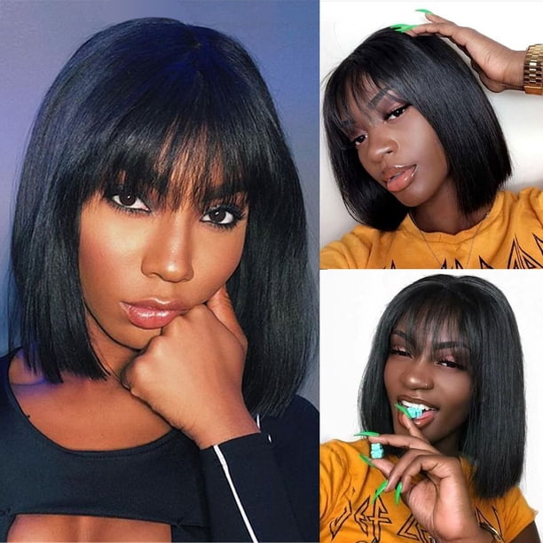 Fringe Wig Human Hair Short Bob Wig Straight Human Hair Wigs  display picture 2