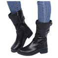 thumbnail image 3 of Bmisegm Bottes Rétro pour Femmes à Fermeture Éclair, Talon Carré, Couleur Unie, Tige Mi-Haute, Bout Rond, Chaussures Noires 8, 3 of 4