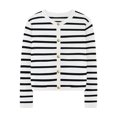 thumbnail image 4 of MeetoTime Women's Long Sleeve Striped Cardigan Sweaters Button Down Open Front Long Sleeve Knit Outwear with Pockets, 4 of 7