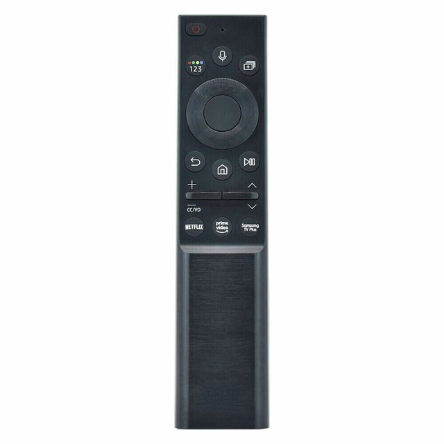 Nouvelle BN59-01357A Télécommande Vocale QLED à Cellule Solaire rechargeable en Matériau ABS. la Télécommande Est Noire avec un design Épuré, Dotée de Boutons pour l'Alimentation, le volume, la navigation et un Accès Rapide à des Applications comme Netflix, Prime Video et Samsung TV Plus. Compatible avec Divers Modèles de Télé QLED et UHD Samsung, Elle Mesure 25 cm x 5 cm x 2,5 cm et Est Emballée dans un Sac PP. les Piles Ne Sont Pas Incluses.