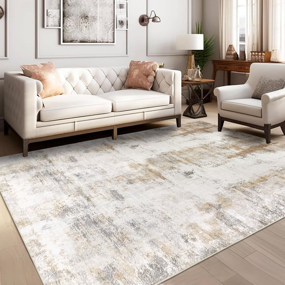 Famibay 5x8 Area Rug Washable Neutral Rugs for Living Room Thin Low Pile Bedroom Carpet Modern Abstract Carpet Rugs for Living Room Bedroom Entrance(