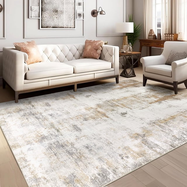 Famibay 5x8 Area Rug Washable Neutral Rugs for Living Room Thin Low Pile Bedroom Carpet Modern Abstract Carpet Rugs for Living Room Bedroom Entrance(