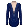 thumbnail image 3 of RUNQHUI Women's Long Sleeve Gymnastics Leotard Shiny Rhinestone Bodysuit for Acrobattics Performance 04NavyBlue S, 3 of 7