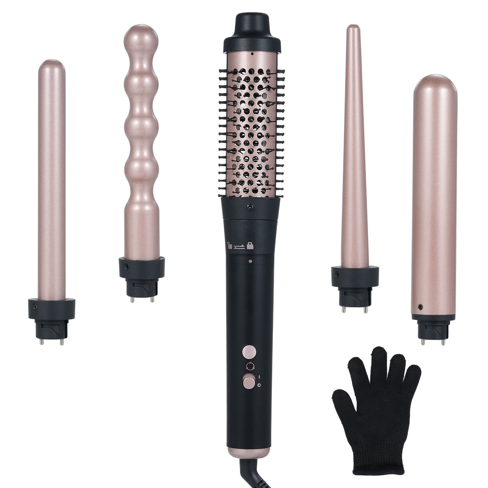 5-IN-1 Hair Curler Set Hair Straightening Brush Hair Curling Iron Wand Temperature Adjustable Hair Styling Tool