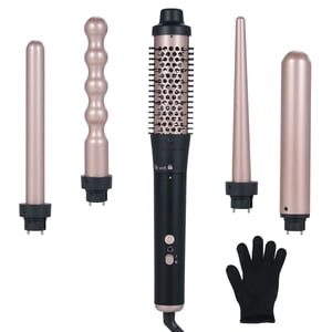 5-IN-1 Coiffure Curler Set cheveux Lissage brosse cheveux Curling Fer de la baguette température réglable cheveux styling outil