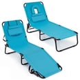 thumbnail image 1 of Costway Lot de 2 Chaises Longues de Plage avec Ouverture pour le Visage, Coussins et Dossier Réglable Turquoise, 1 of 9