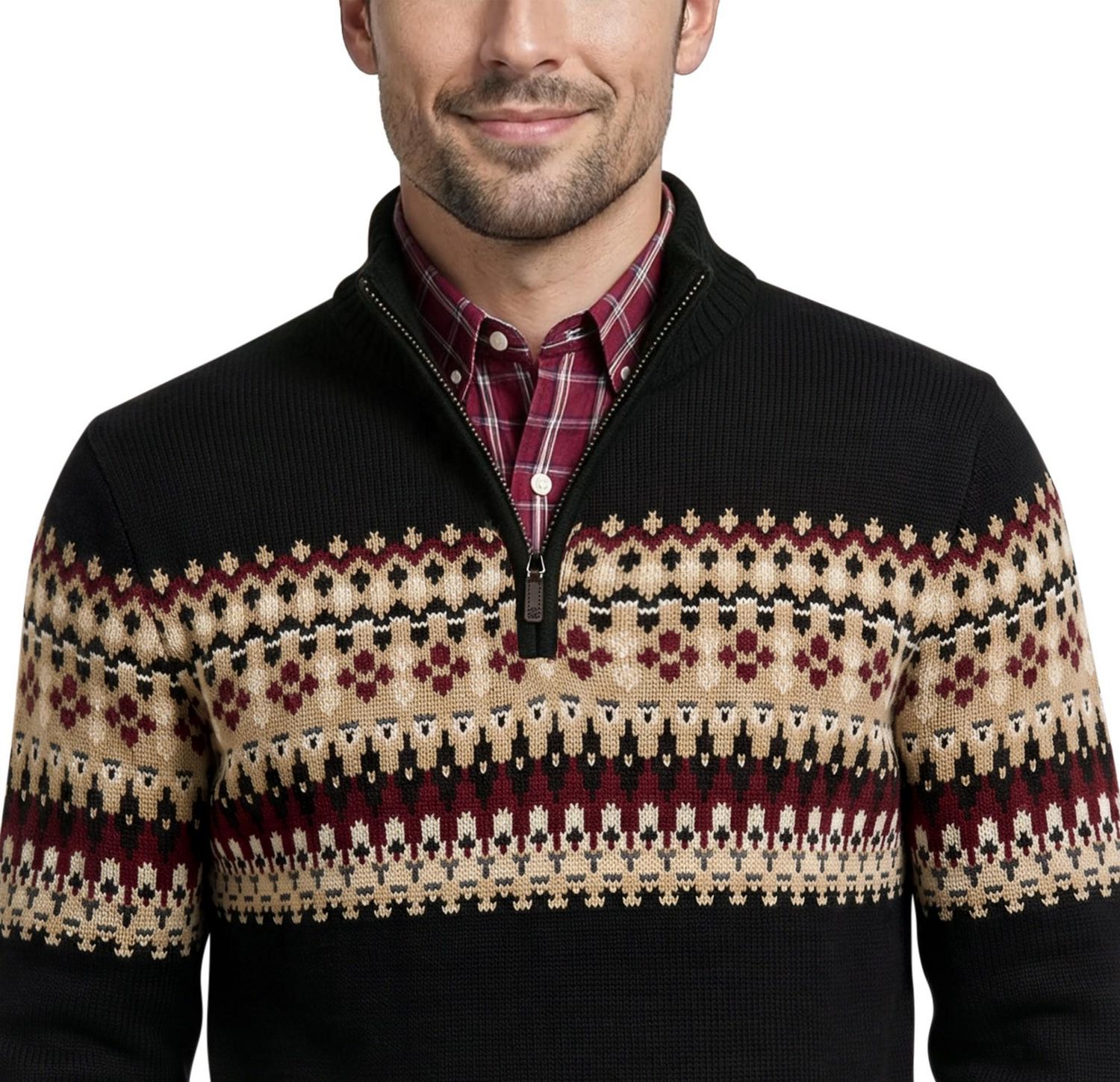 Chandail quart de zip Fair Isle pour homme IZOD, Tailles P-XXL