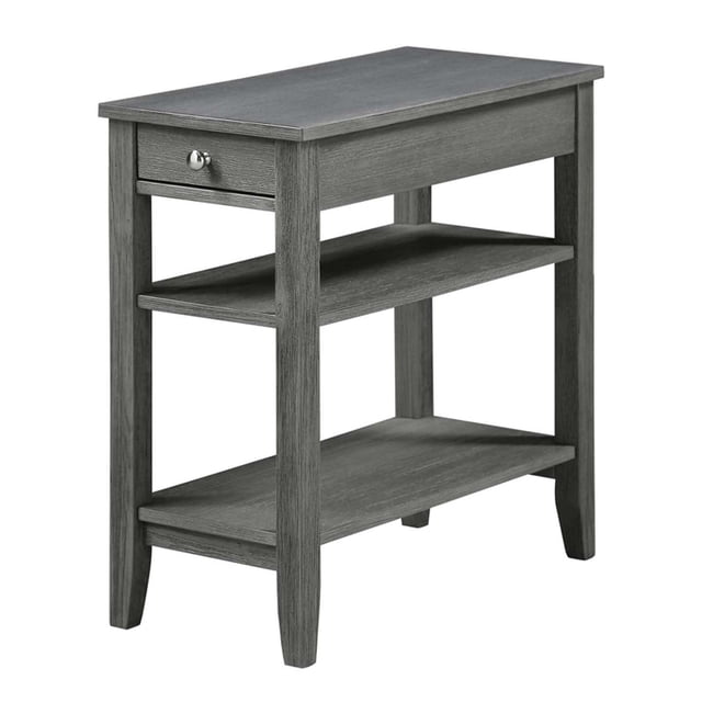 Pemberly Row Table d'Appoint à Trois Niveaux avec Tiroir en Bois Gris