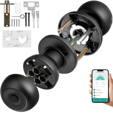 KFFKFF Intelligent Door Handle, Bluetooth Enabled Biometric Lock with Mobile App Management, Ideal for Residential Rooms, Storage Areas, Black