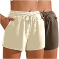 thumbnail image 1 of Plebaso 2 Pack Womens Sweat Shorts Casual Drawstring Running High Waisted Athletic Shorts with Pockets, 1 of 6