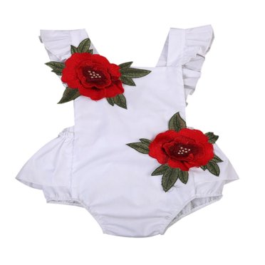 Combinaison Short Dos Nu Sans Manches à Col Licou pour Nouveau-Née Fille avec Broderie de Roses, Princesse, Tenue d'Été pour Enfants
