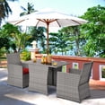thumbnail image 3 of Patiojoy Ensemble de Meubles en Rotin pour Patio 3 Pcs Ensemble de Table et Chaises en Osier d'Extérieur avec Coussins Rouge, 3 of 6