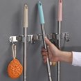 thumbnail image 4 of 3 Racks and 4 Hooks Broom and Mop Holder Stainless Steel Mop Rack Wall Mounted Garage Organizer Storage Racks Non-slip Mop Storage Hook for Home Kitchen Laundry Garden, 4 of 11