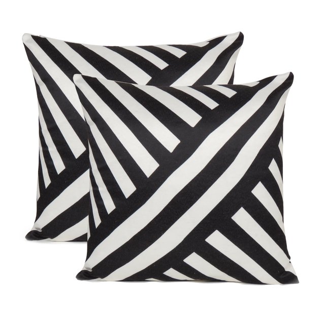 Oussum Home Decorative Cushion Covers Cotton Digital Print Zipper Throw Pillow Cases Stripes Vector Pattern Set of 2