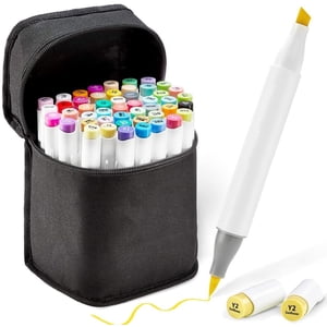 48 Couleurs vibrantes Brush Markers à base d'alcool avec double conseils pour enfants et artistes