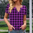 thumbnail image 4 of Liquidation d'Économies! Hauts pour Femmes Grande Taille, Blouse d'Été à Manches Courtes pour Femmes, T-shirt Blouse à Col Rond à Boutons Imprimé à Manches Courtes pour Femmes, 4 of 4