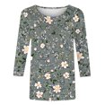 thumbnail image 4 of UPPADA Blouses pour Femmes Grande Taille à Manches 3/4, T-Shirts à Imprimé Floral Teintable, Chemises Décontractées Tendance à Col Rond, Chandails Confortables à Enfiler, Hauts Blouses Mignons d'Été pour Femmes, Hauts à Manches 3/4 en Liquidation, 4 of 5