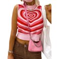 thumbnail image 2 of Women's Print Knitted Sleeveless Crop Tank Tops Y2K Color Block Vest, 2 of 10