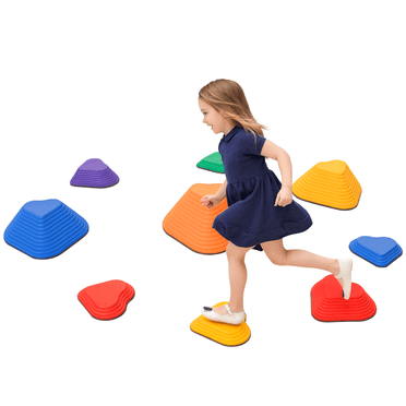 Qaba 9PCs Stepping Stones Kids, Non-Slip Stackable Balance Stepping Stone