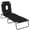 Black, variant on Outsunny Adjustable Outdoor Lounge Chair, Garden Folding Chaise Lounge w/ Reading Hole Reclining Tanning Chair Seat, Folding Camping Beach Lounging Bed with Support Pillow, Brown