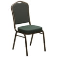 thumbnail image 1 of HERCULES Series Crown Back Stacking Banquet Chair in Green Patterned Fabric - Gold Vein Frame, 1 of 9