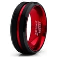 thumbnail image 2 of Bague pour Homme en Carbure de Tungstène Rainurée Alliance Intérieur Couleur 8 mm Bleu Rouge Vert Rouge, 2 of 3