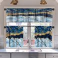 thumbnail image 1 of Blue Marble Blackout Kitchen Curtains Tiers and Valances Set 3 Piece for Windows Lndigo Marble Kitchen Window Curtains Set,Golden Luxury Marble Valances for Living Room(36" Tiers Set), 1 of 1