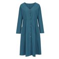 thumbnail image 4 of Gspmoly Robes d'Été pour Femmes, Mode Femmes Robe à Col en V Uni à Manches Longues Boutonnée Décontractée Longueur Genou Robes Formelles pour Femmes Économies, 4 of 6