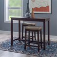 thumbnail image 2 of Linon Claridge Wood 3 Piece Counter Dining Set Beige Faux Leather Seats in Brown, 2 of 11