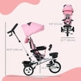 thumbnail image 3 of Qaba Tricycle 6 en 1 pour Tout-Petit avec Poignée de Poussée pour Parent, Rose, 3 of 10