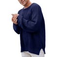 thumbnail image 1 of PMUYBHF Veste en Jean pour Homme Noir Chandail à Capuchon Solide et Hiver Automne Manches Col Rond Cardigan Chandail Blouse Long Chandail pour Homme Pulls pour Homme TTG, 1 of 9
