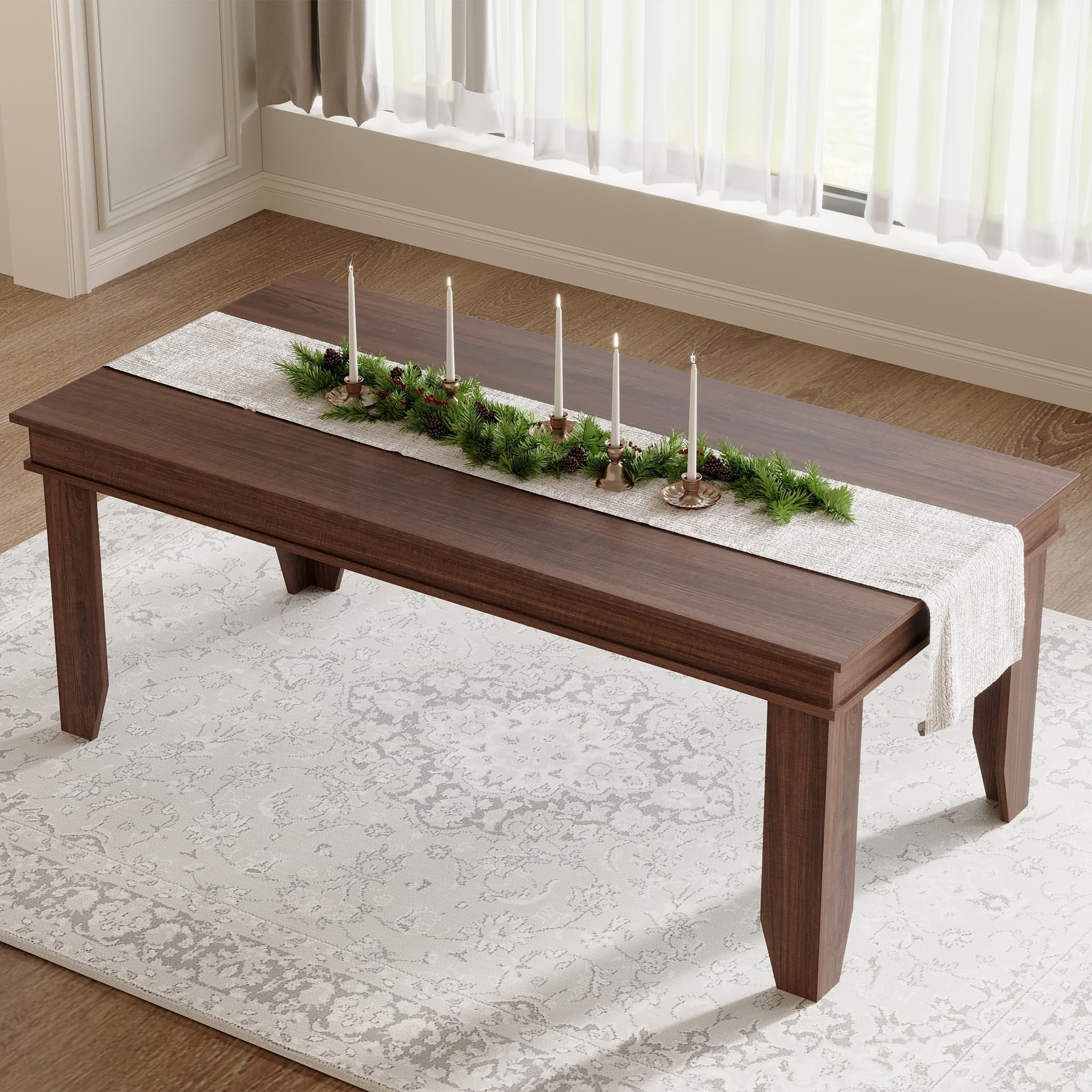 AKDSteel 71 Inch Dining Table for 6 to 8, Modern Farmhouse Large Kitchen Table, 400 Lbs Capacity, MDF Wooden Rectangular Table with Sturdy Support for Family Gatherings