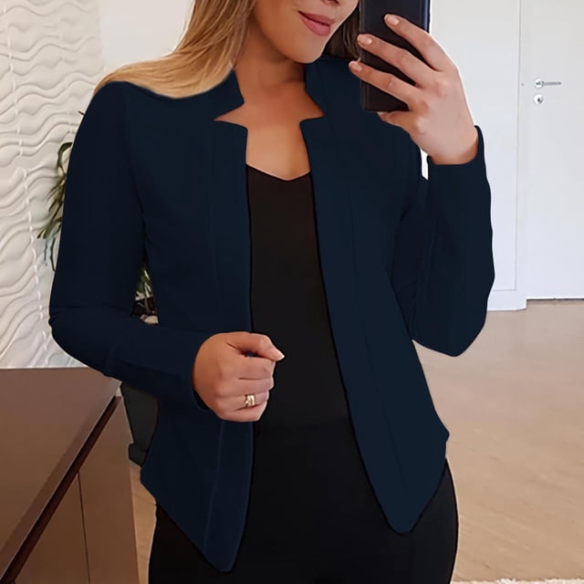 TIMIFIS Womens Casual Blazers Open Front Long Sleeve Work Office Jackets Blazer-NavyFall/Winter