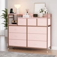 thumbnail image 2 of Garvee Commode en Tissu à 9 Tiroirs avec Station de Recharge, Tour de Rangement pour Chambre, Garde-Robe et Salon, Rose, 2 of 10