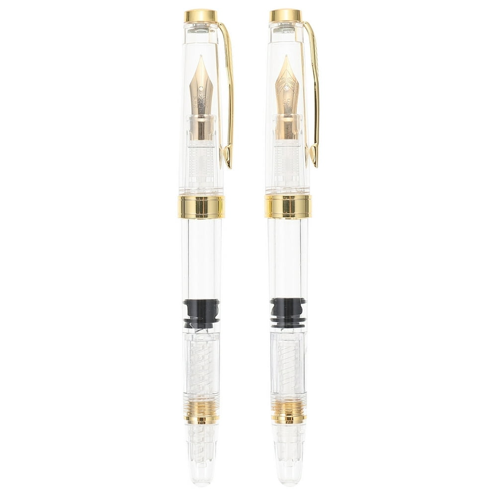 LNGOOR 2 Pcs Stylo Fontaine Calligraphie Stylos d'Entraînement Piston de Luxe Portable Abs Étudiant