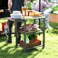 thumbnail image 2 of Outsunny Chariot de Gril Extérieur à 3 Niveaux avec Table d'Appoint, Support de Four à Pizza, 2 of 10