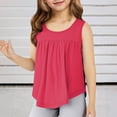 thumbnail image 2 of Débardeurs Unis à Ourlet Volanté pour Filles, Hauts Sans Manches à Col Rond pour Enfants, 4-14 Ans, T-Shirts Décontractés, 2 of 5