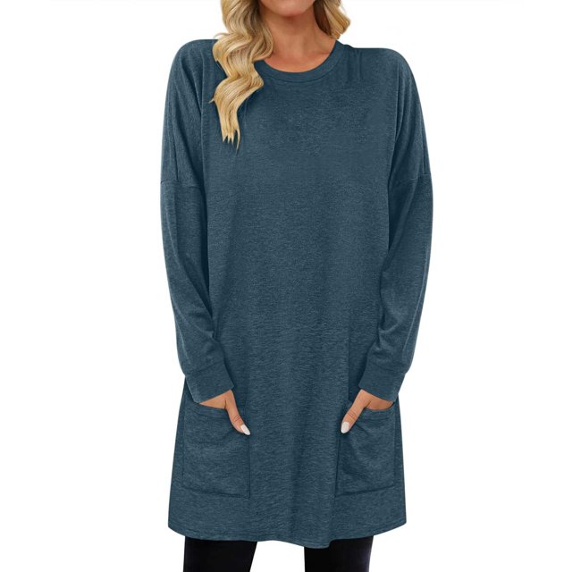 Chandail en Molleton Surdimensionné pour Femmes Col Rond Manches Longues Pull Décontracté Confortable Tenues de Mode Automne Vêtements 2024