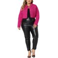 thumbnail image 2 of Agnes Orinda Tenues en Jean à Boutons pour Femmes Grande Taille Mode Vestes en Denim Raccourcies 2X Rose Vif, 2 of 6