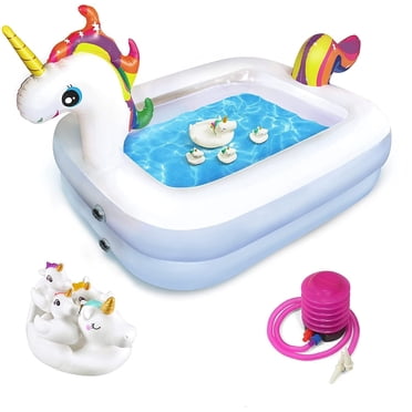 Kidzlane Unicorn Pool for Kids with Unicorn Pool Toys | Small Inflatable Kiddie Pool Includes Pool Toys, Pump, Carrying Bag | Toddler Blow Up Swimming