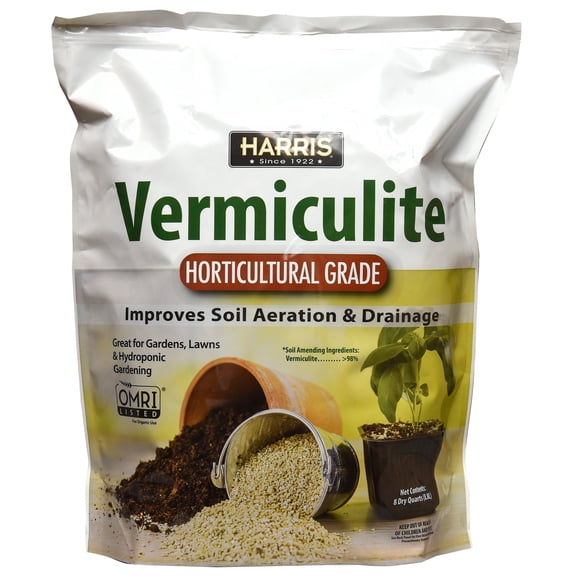 Harris Vermiculite Horticole de Qualité Supérieure pour Plantes d'Intérieur et Jardinage, 8 Qt pour Favoriser l'Aération et le Drainage du Sol